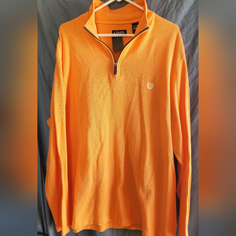 Chaps Peach Quarter-Zip Pullover